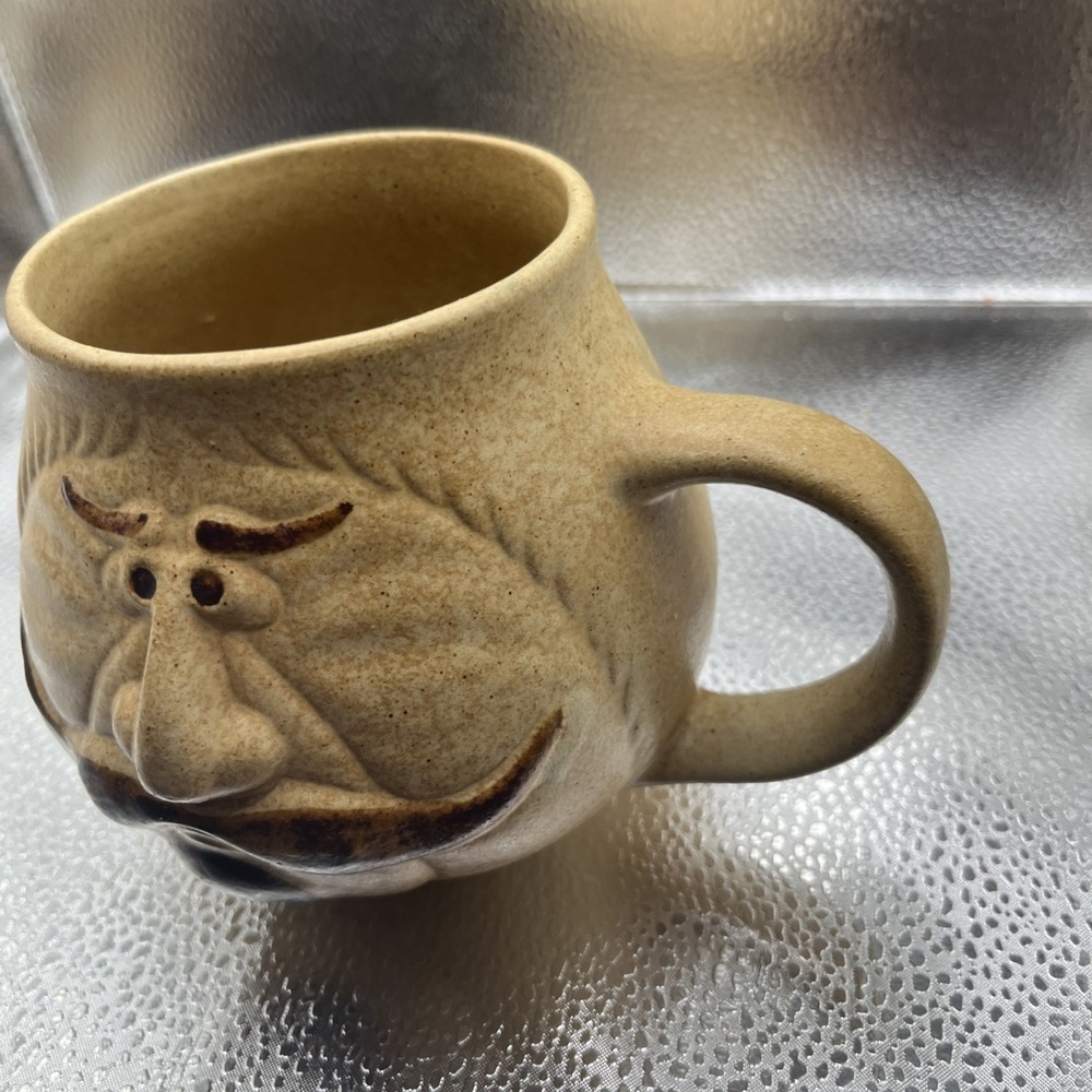 POTTERY CRAFT USA Cup Mustache Man Large Face Mug 1970's - Picture 4 of 16